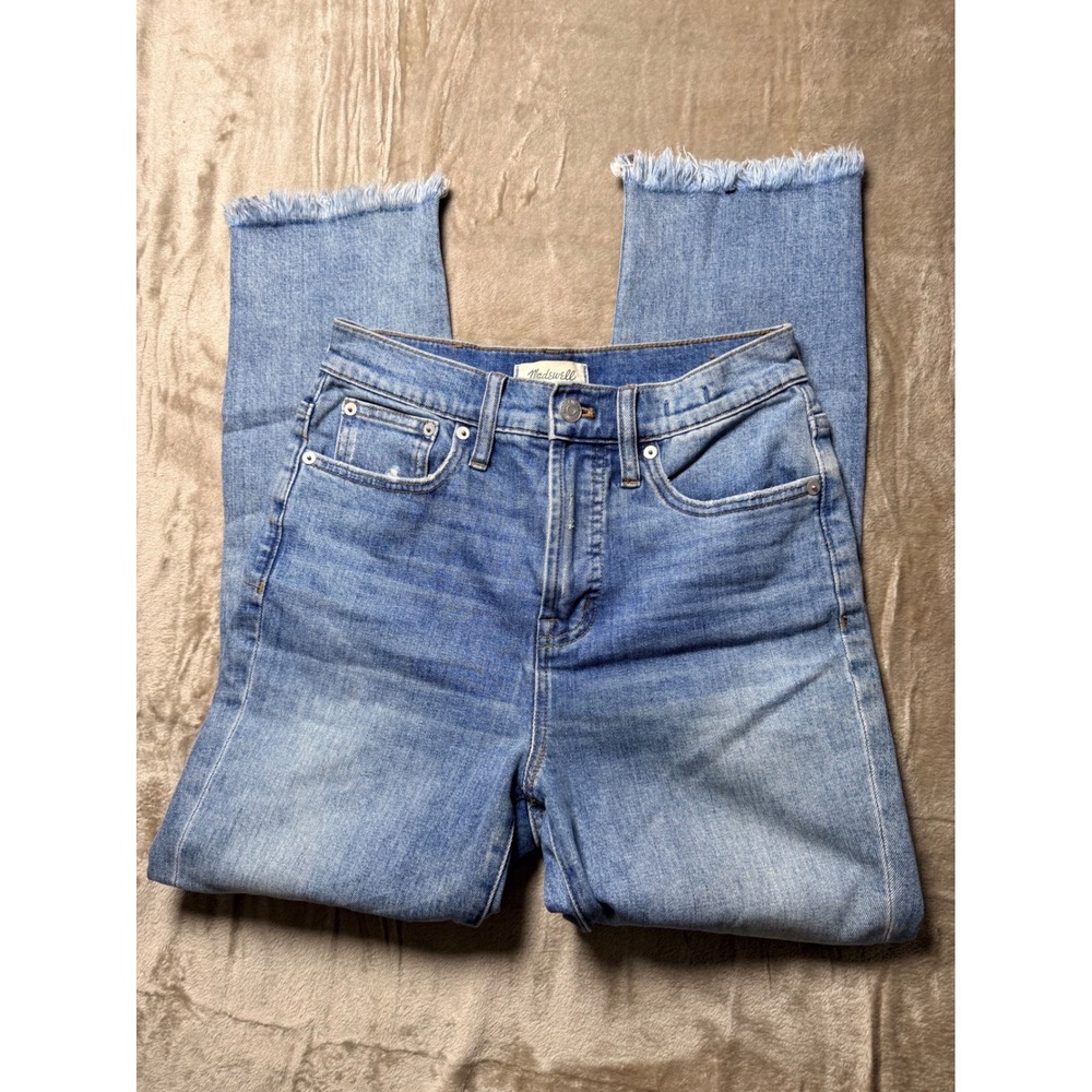 Madewell Perfect Vintage Jean High Rise Distressed Raw Hem Light Wash Size 26